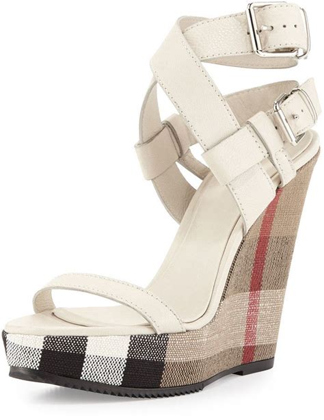 white burberry wedges